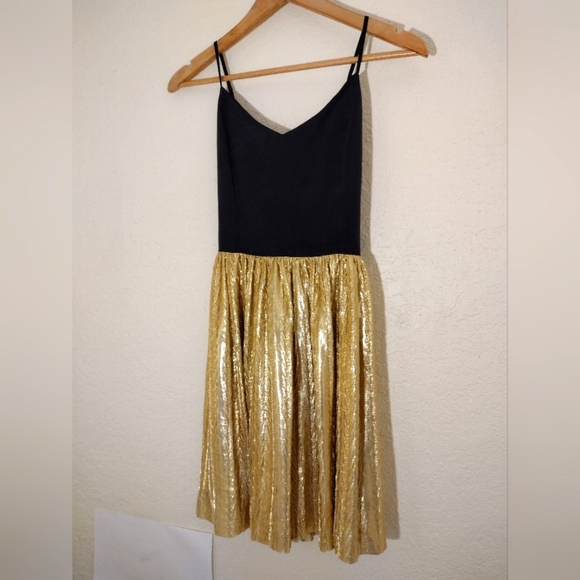 Amanda Uprichard Black and Gold Spaghetti Strap Dress - Picture 4 of 8